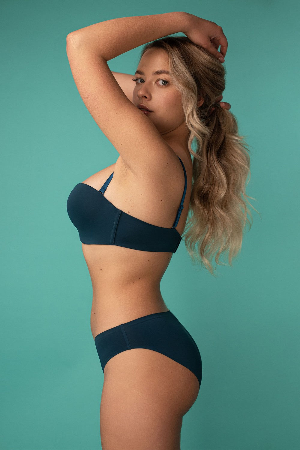 Гладкий бюстгальтер балконет SLZ19801225/225С aquamarine