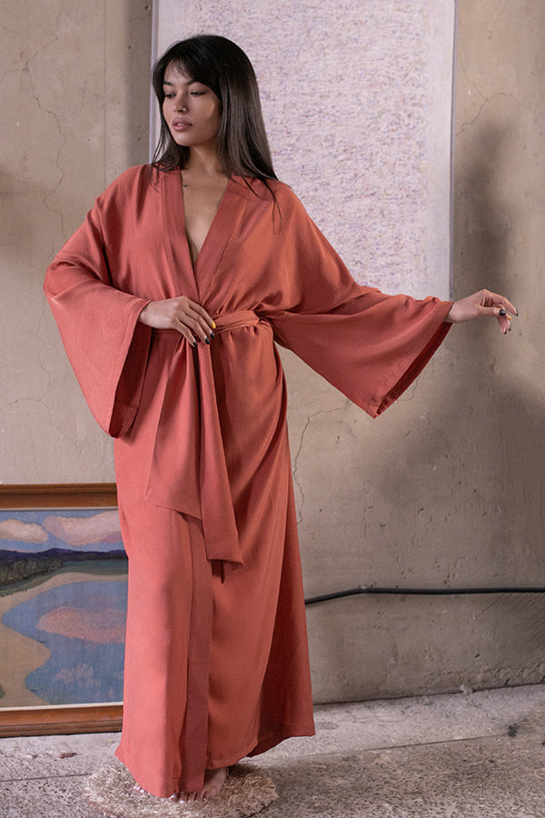 Шелковый халат с хлопком Terracotta SL0035-82-04