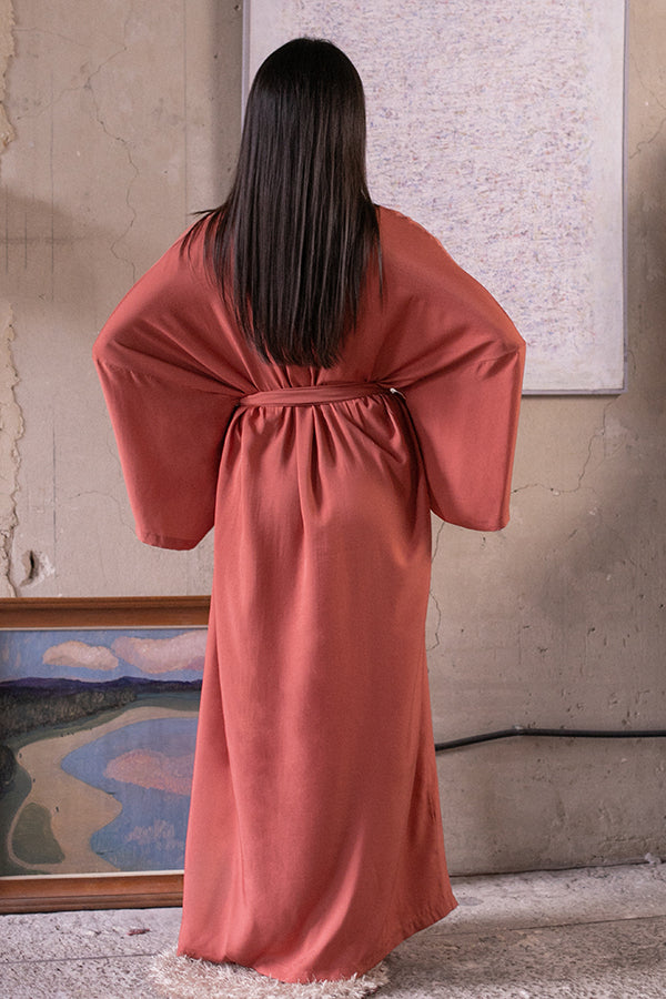 Шелковый халат с хлопком Terracotta SL0035-82-04