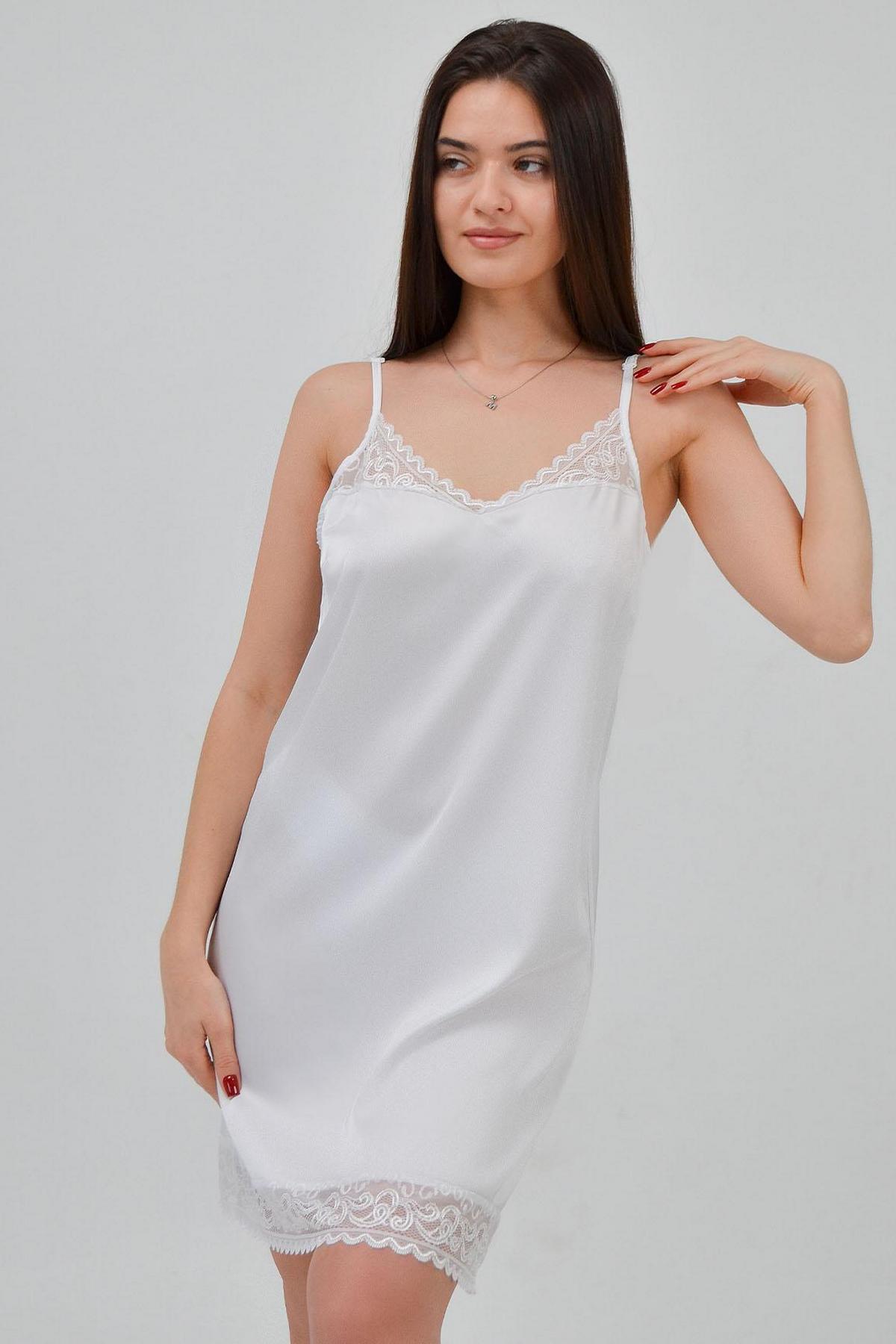 Атласная сорочка с кружевом 1565/65022