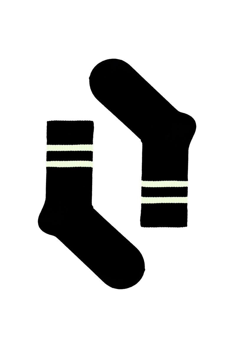 Хлопковые носки с белыми полосками Черные 227