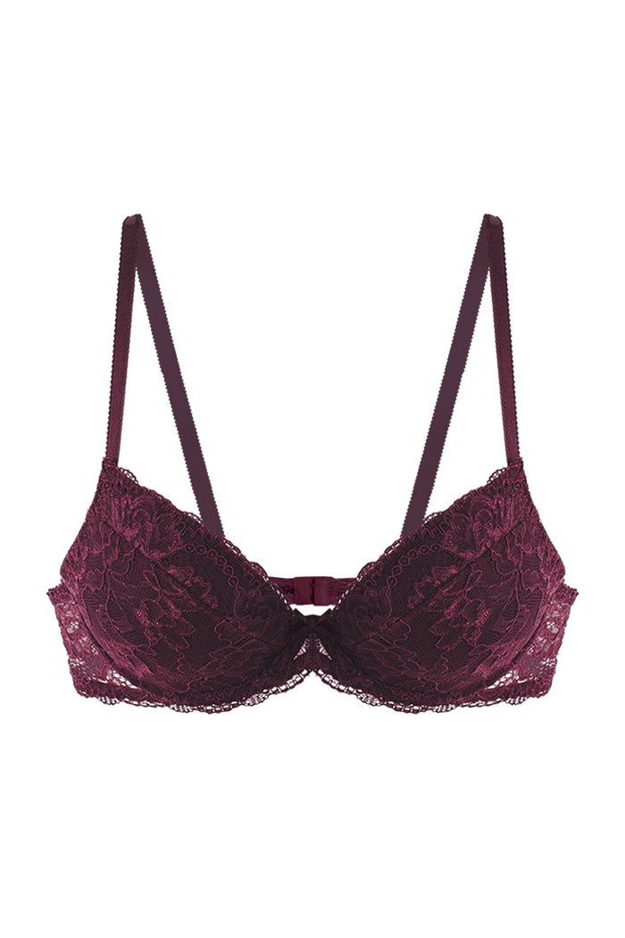 Кружевной бюстгальтер пуш-ап 04.1001 burgund wine