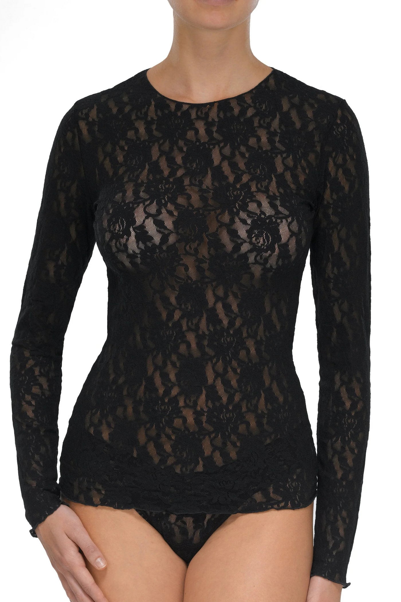 Кружевной топ с рукавами 128L Signature Lace black