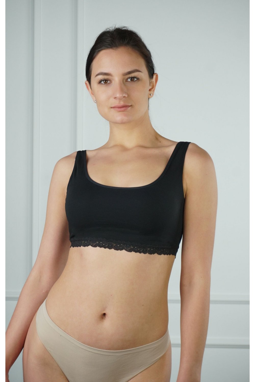 Хлопковый бра-топ с кружевом 32348