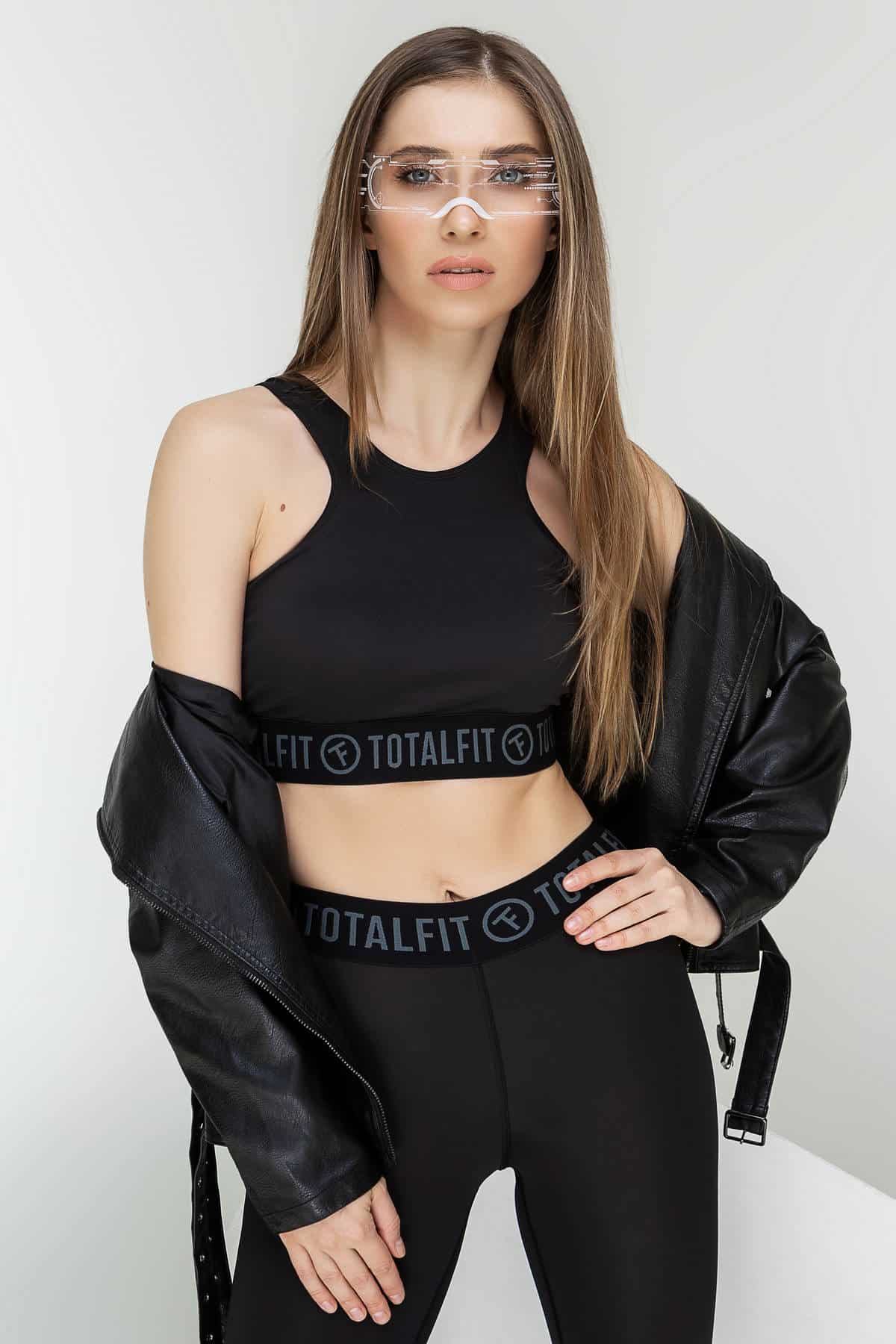 Спортивный топ с логотипом Black Basic T321-I10