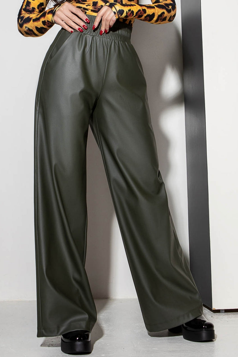 Брюки-палаццо из эко-кожи E2-K36