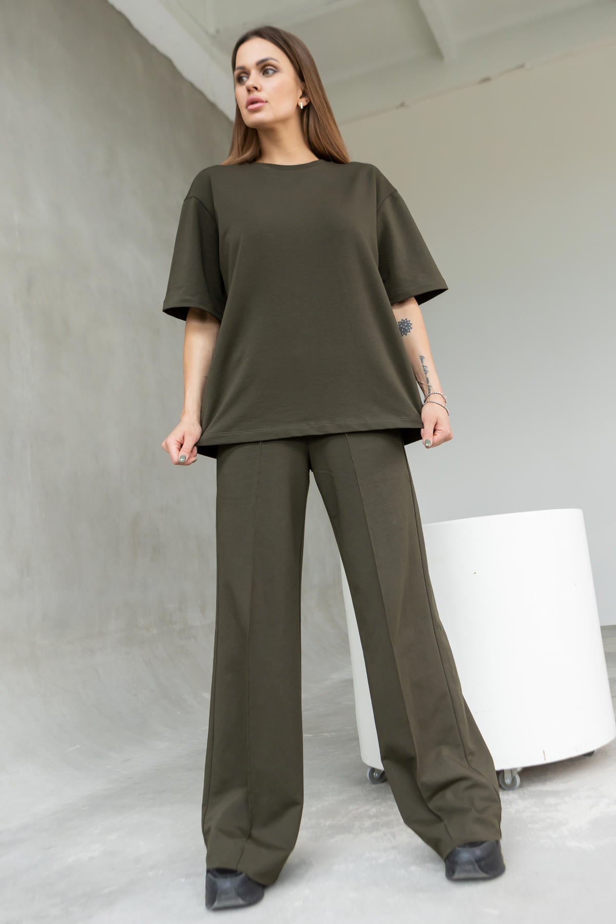 Брюки-палаццо из хлопка E2-LD36