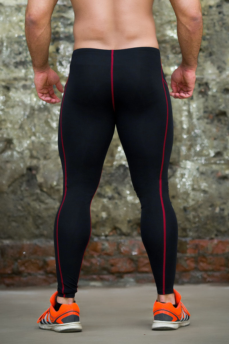 Мужские тайтсы с внешними швами G7 black/red