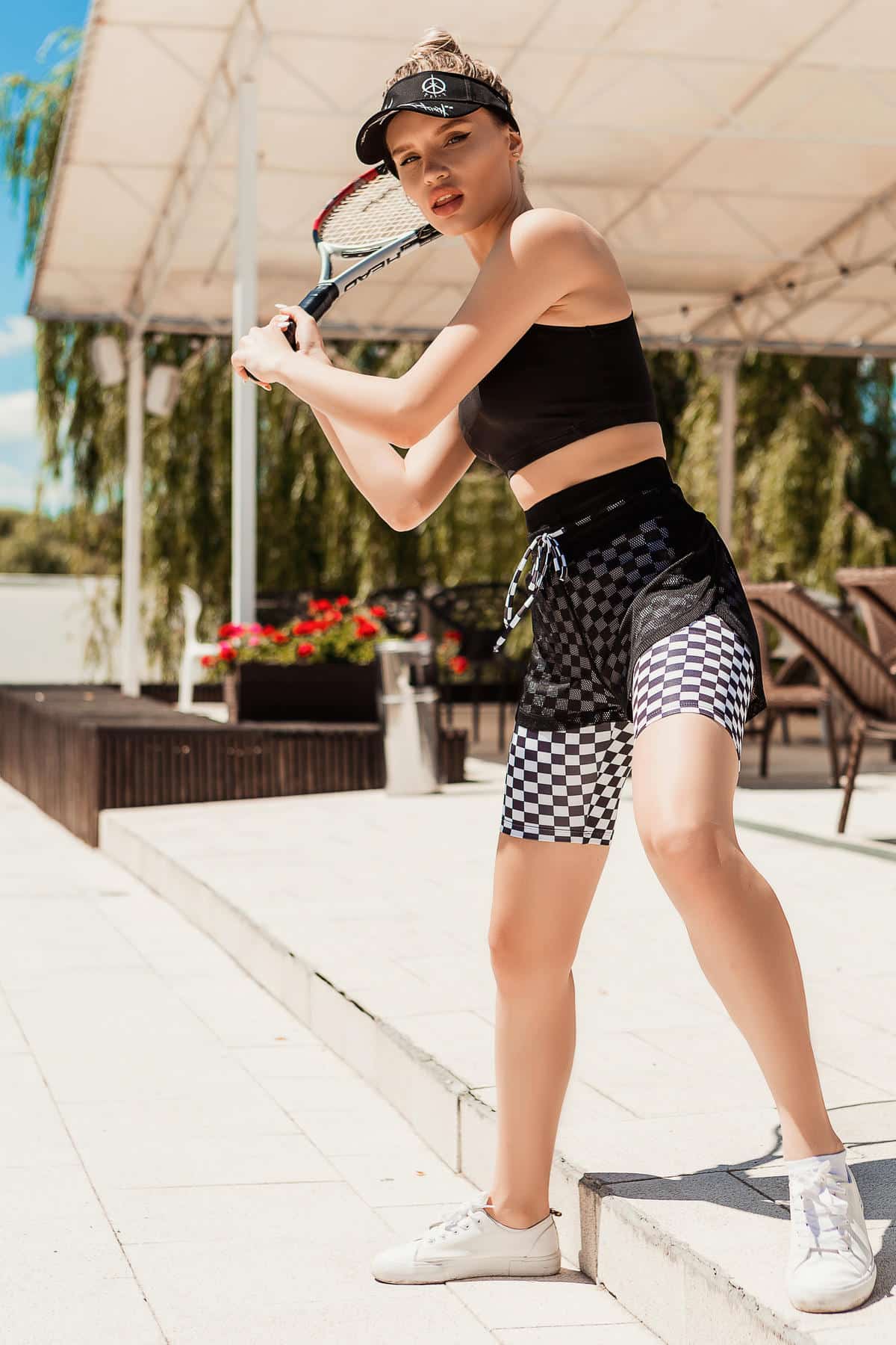 Велосипедки с шахматным узором HW41-P58