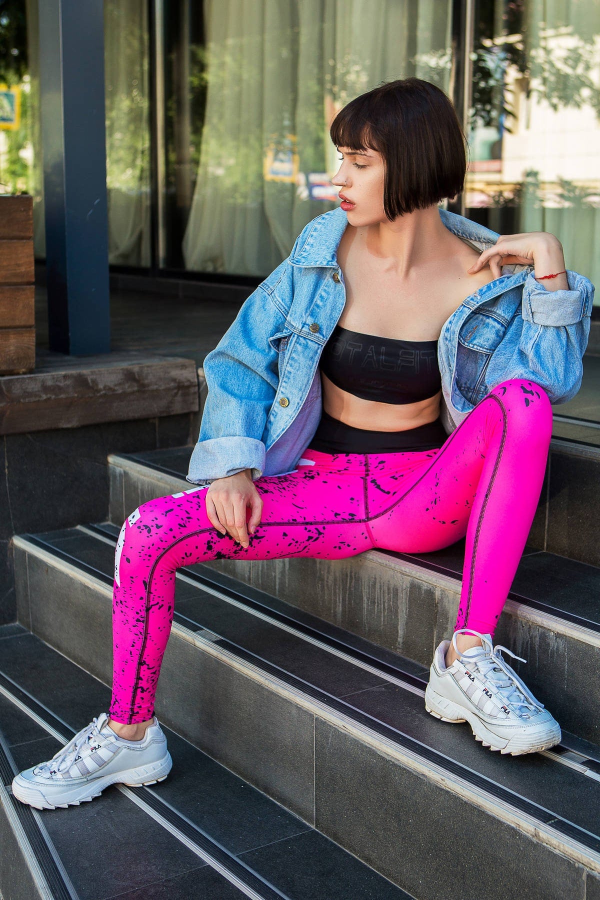 Спортивные леггинсы с принтом TF League raspberry