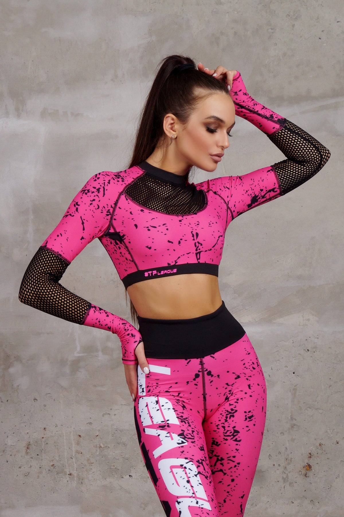 Спортивний кроп-топ із сіткою T14-C53