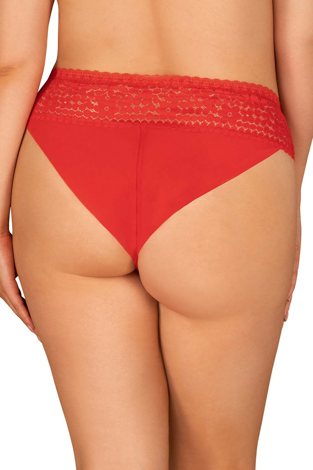 Трусики бразилиана с кружевом Blossmina red