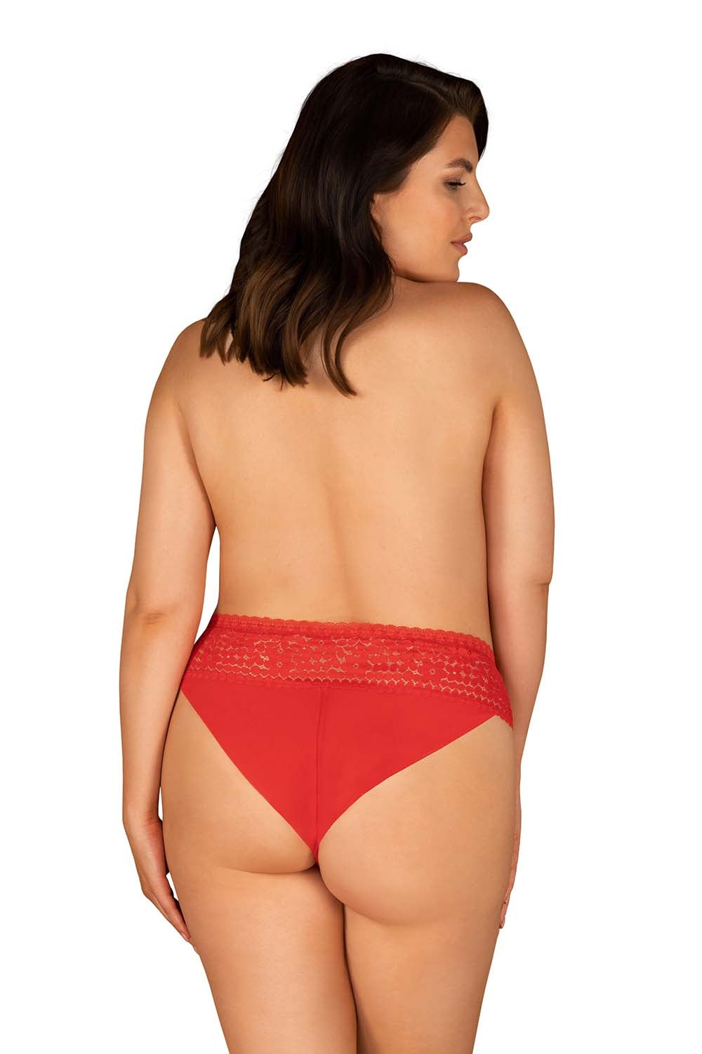 Трусики бразилиана с кружевом Blossmina red