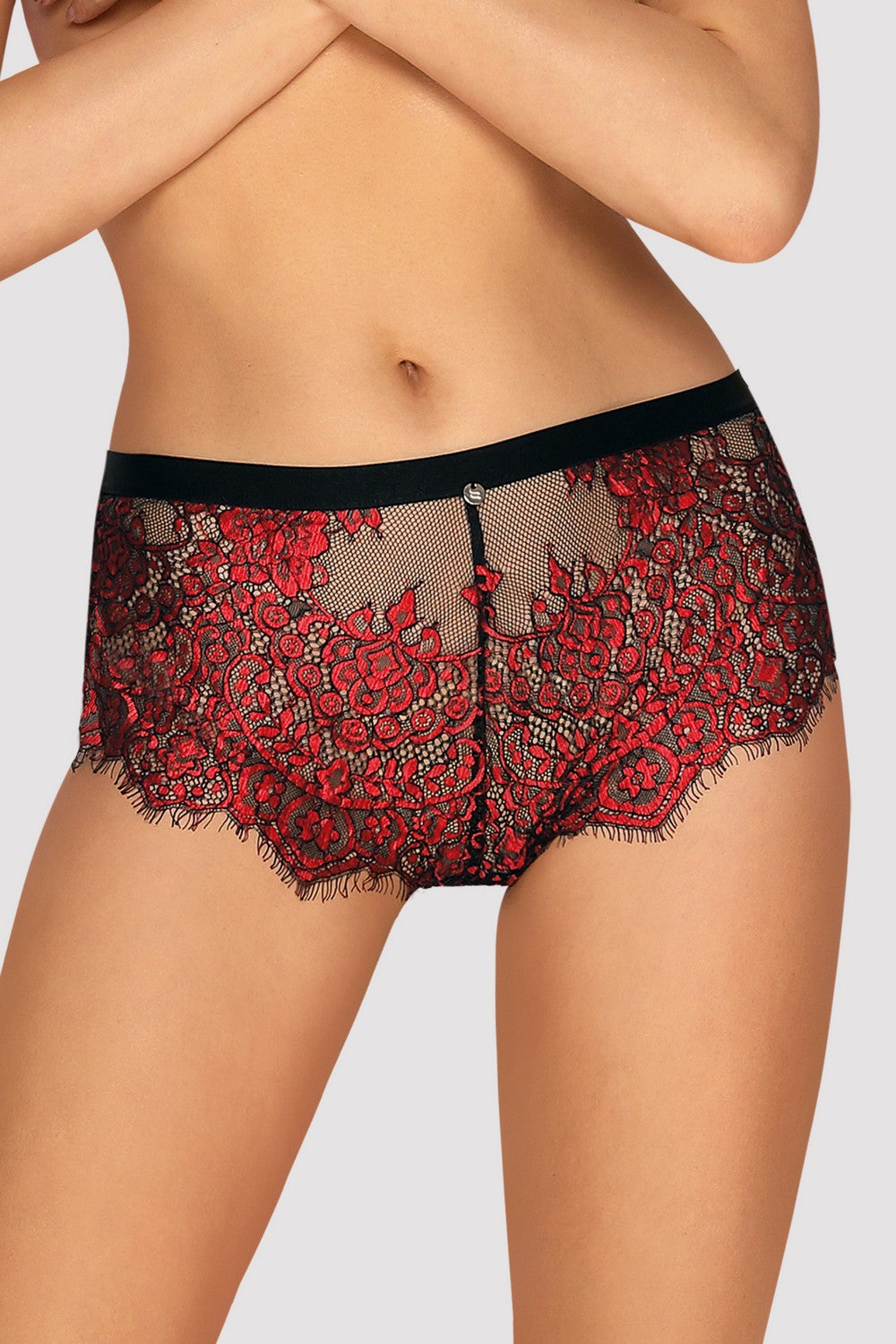 Кружевные шортики с бантиком Redessia black/red