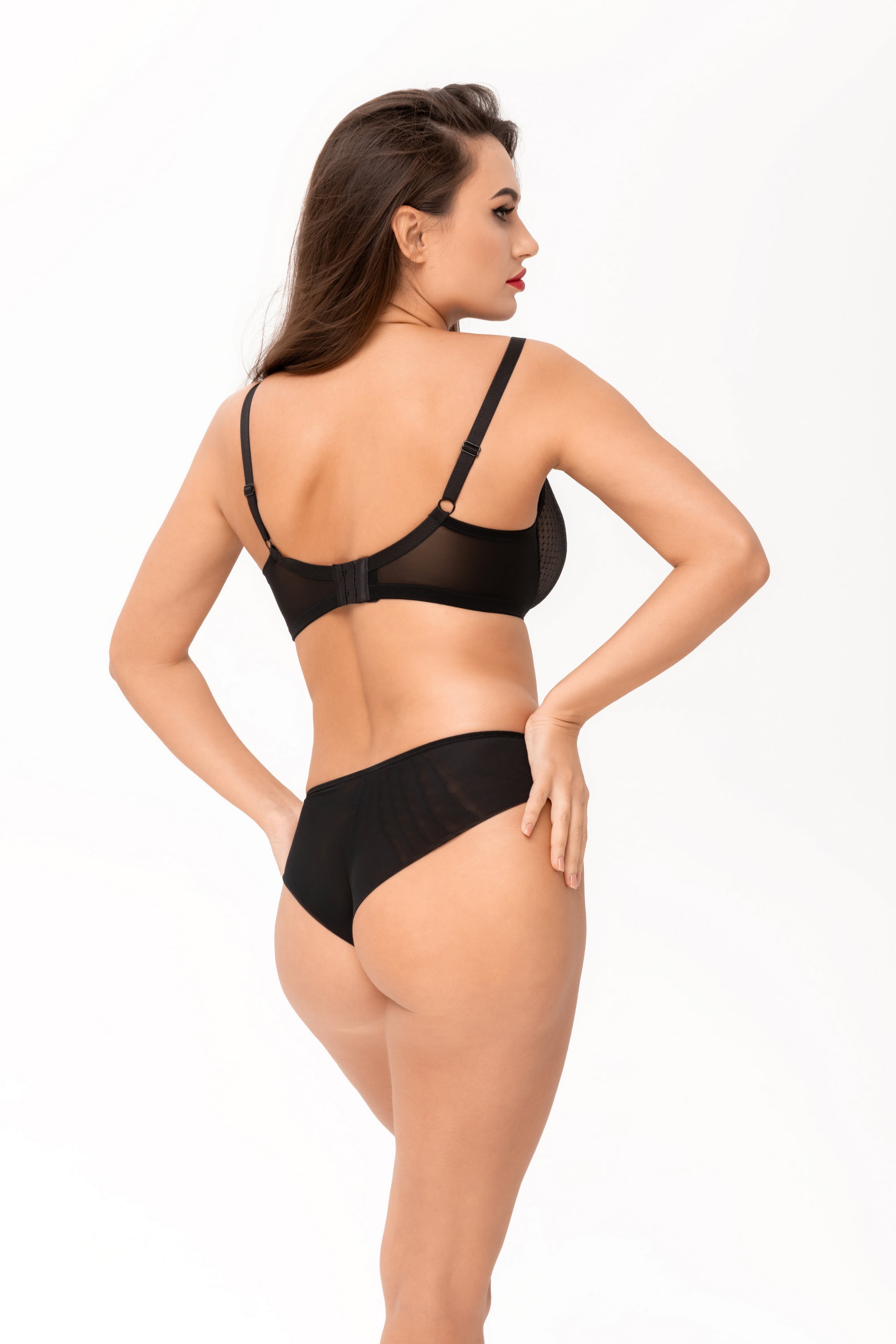 Трусики бріфи з мікросітки 6197 black/peony