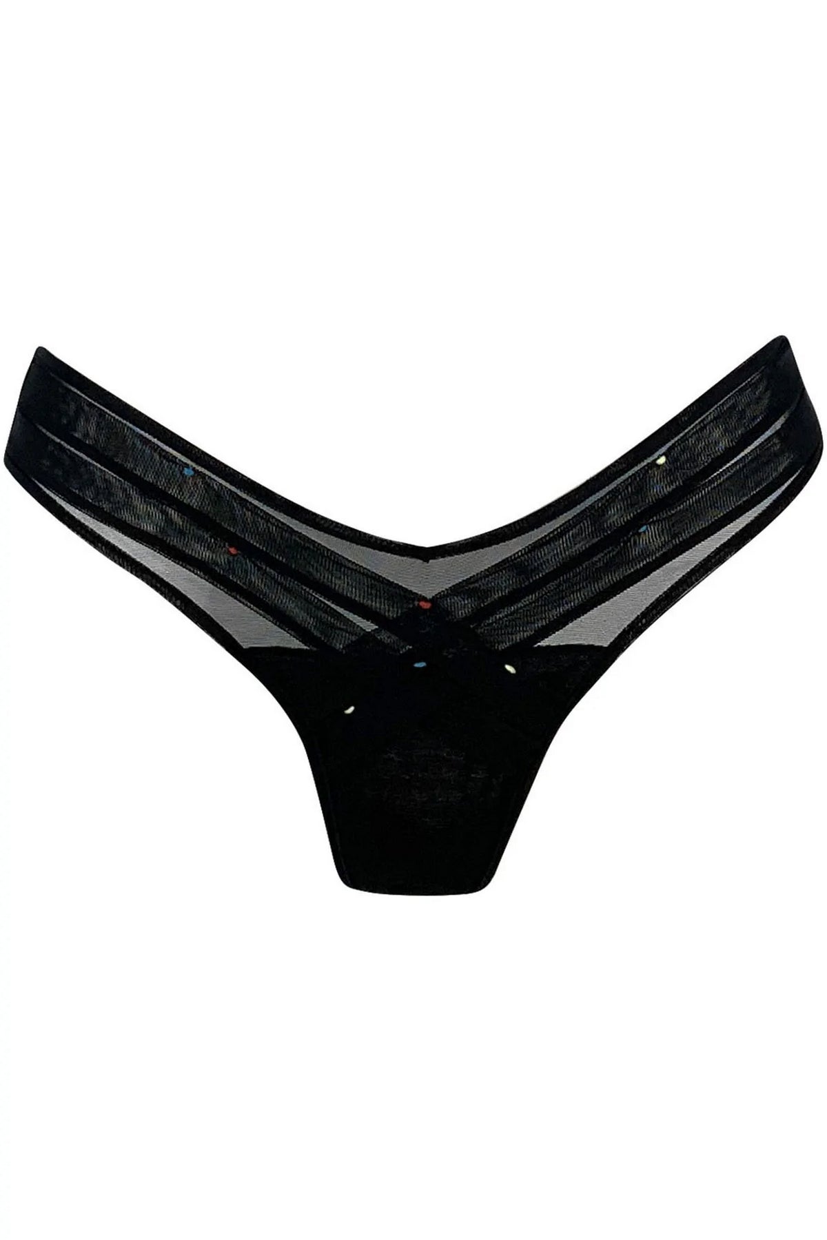 Трусики стринг с вышивкой 211306-16 Crossing Lines black