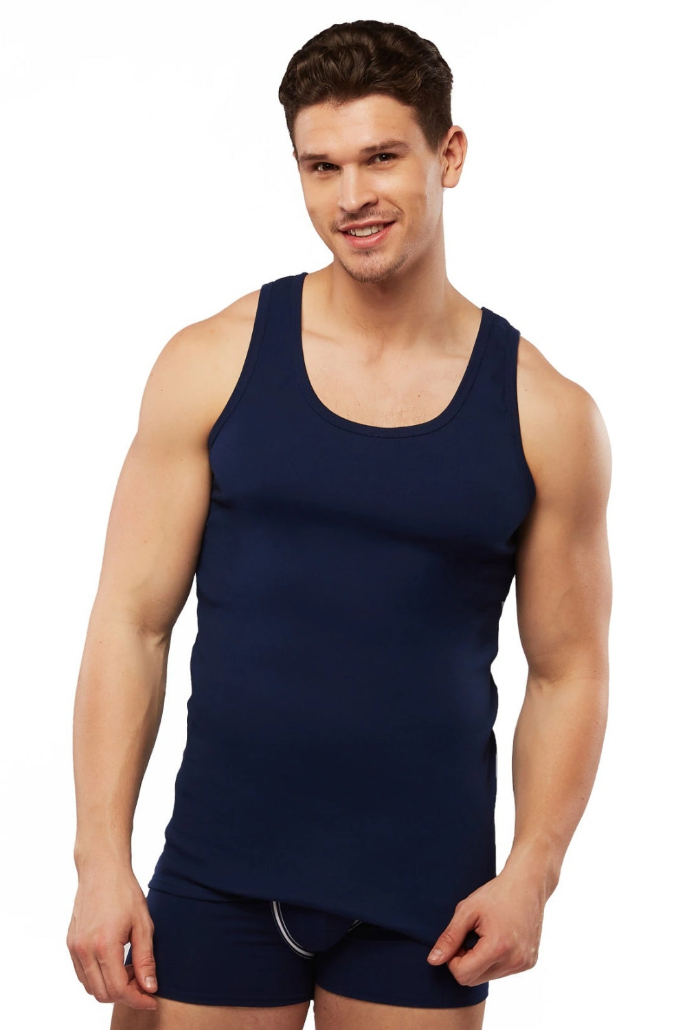 Мужская майка на широких бретелях MB31 dark blue