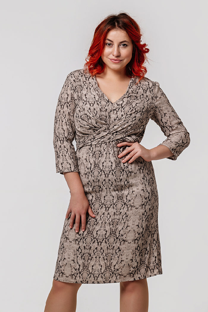 Платье в анималистический принт 05.0301 beige