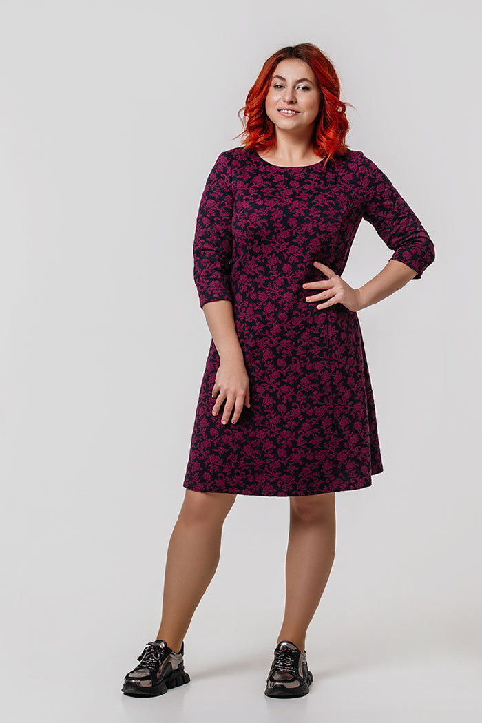 Трикотажное платье с принтом 05.0303 bordo