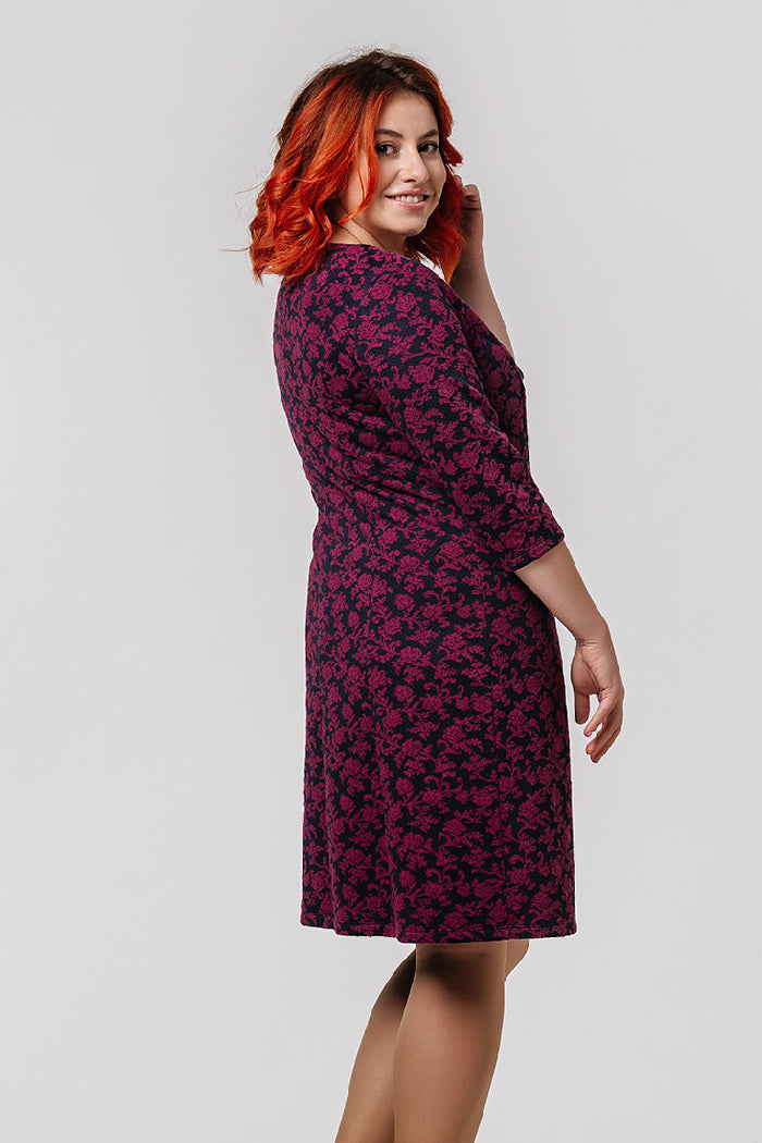 Трикотажное платье с принтом 05.0303 bordo