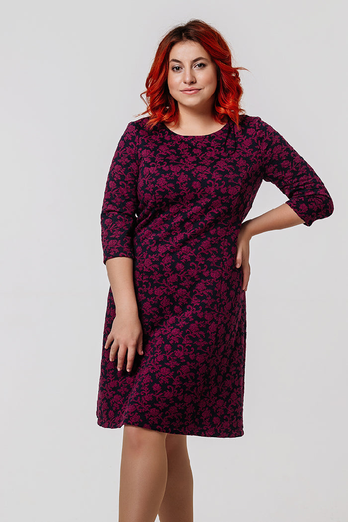 Трикотажное платье с принтом 05.0303 bordo