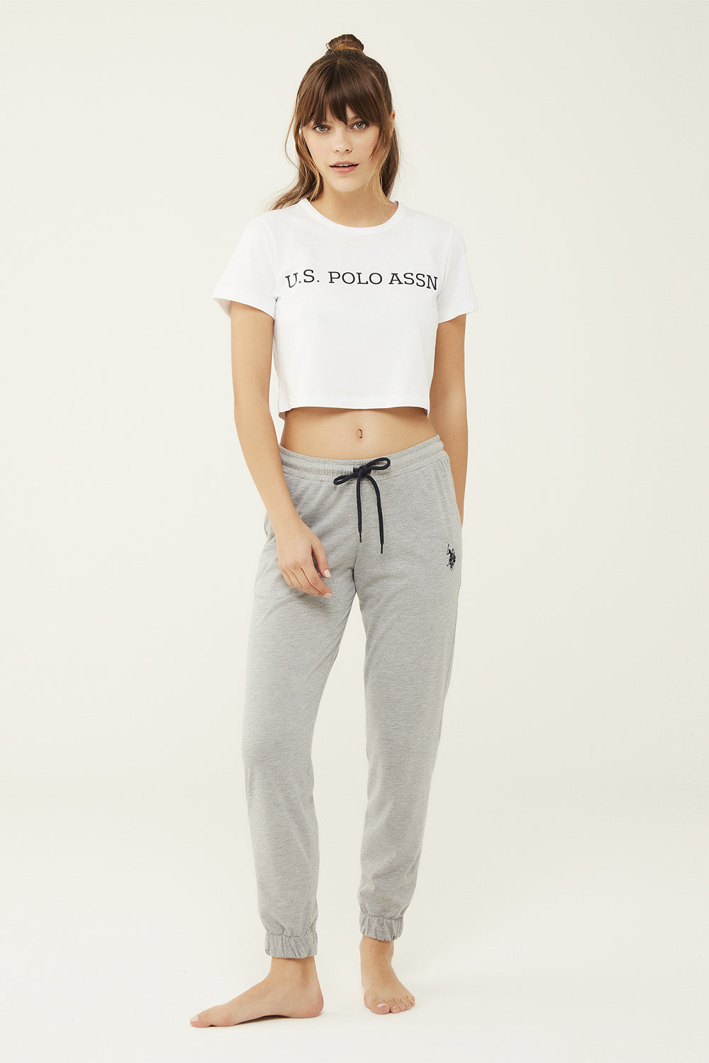 Трикотажные брюки с манжетами 16600 gray melange