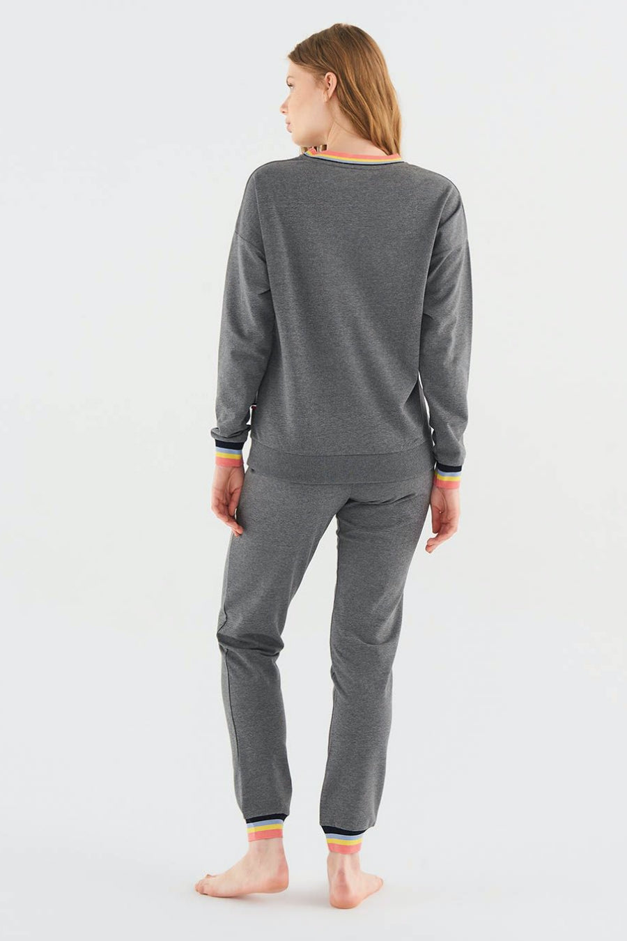 Хлопковая пижама с принтом 16813 anthracite melange