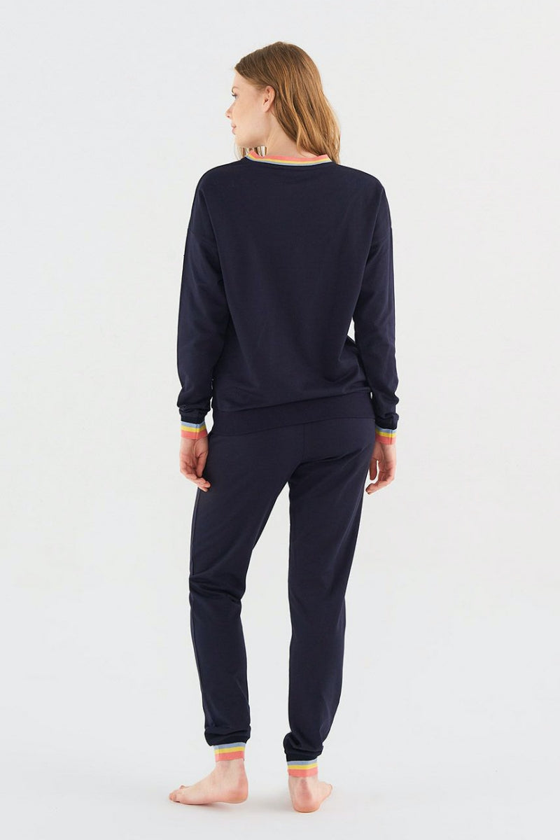 Хлопковая пижама с принтом 16813 navy