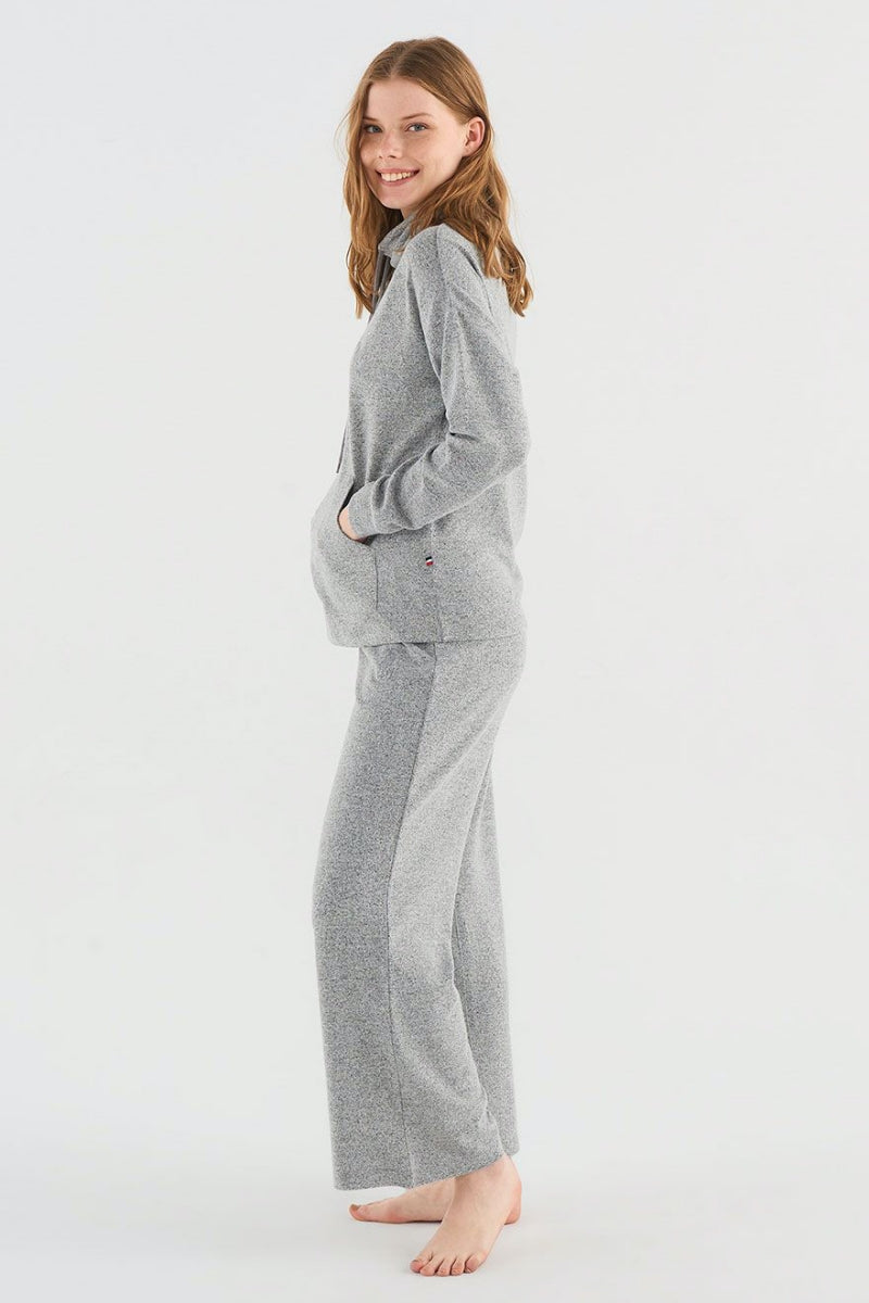 Домашний комплект с широкими брюками 16818 grey melange