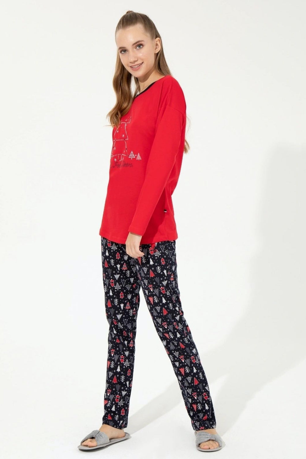 Хлопковая пижама с принтом 16826 red