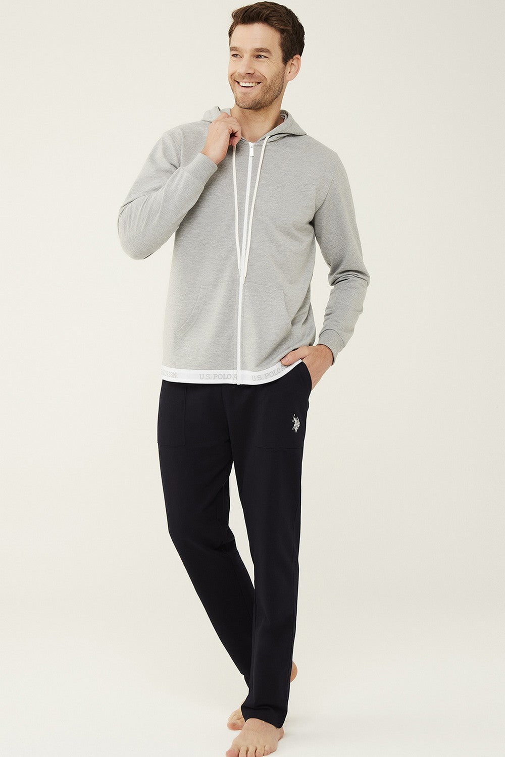 Мужская толстовка с капюшоном 18469 gray melange