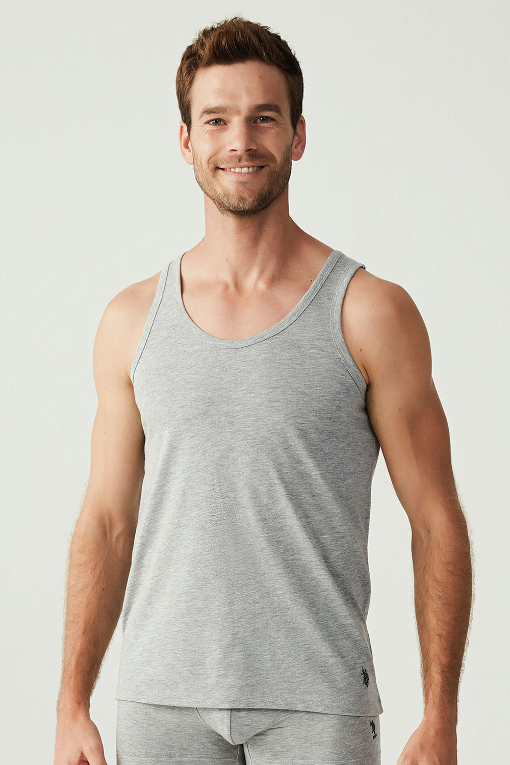 Мужская майка на широких бретелях 80189 gray melange (2 шт.)