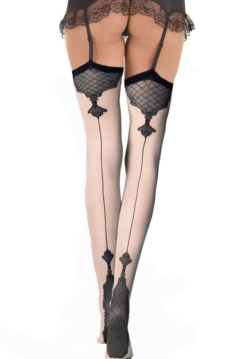 Фантазийные чулки под пояс с узором Vanity 40d A4003