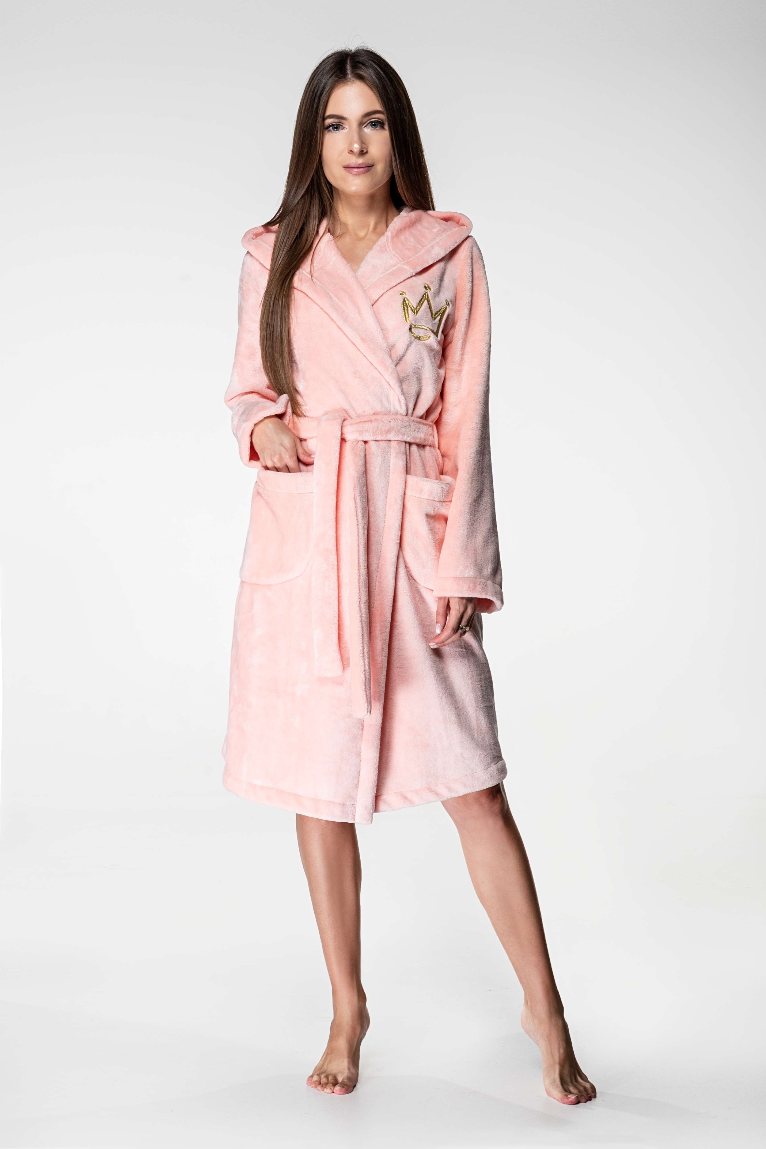 Халат из вискозы с карманами 1129 peach
