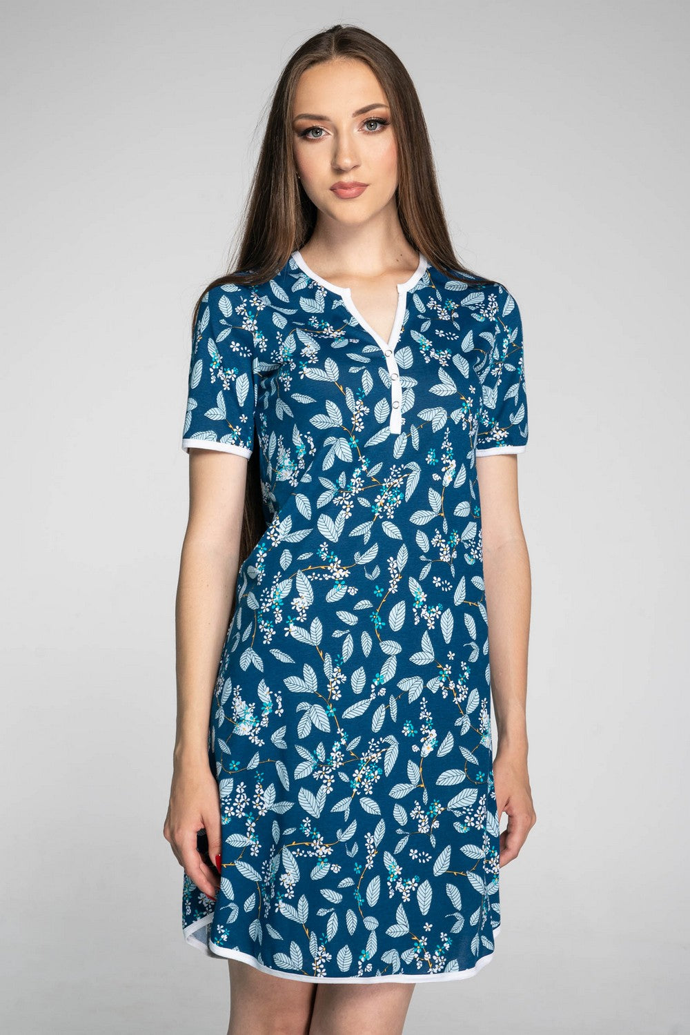 Хлопковая сорочка с принтом 1201 blue