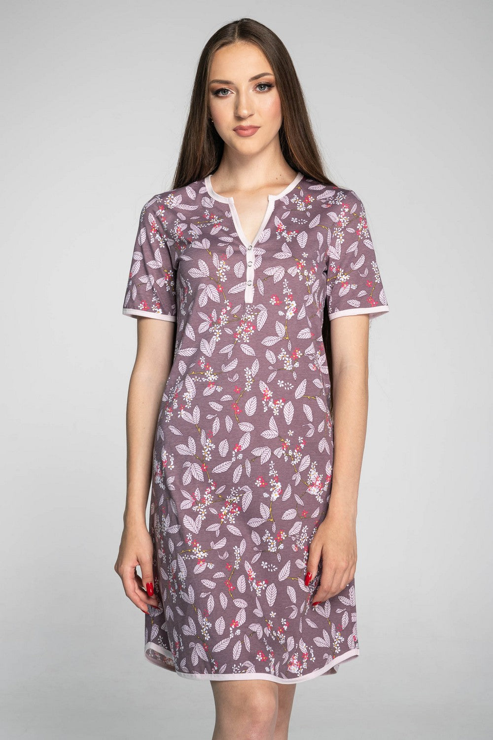 Хлопковая сорочка с принтом 1201 cappucino