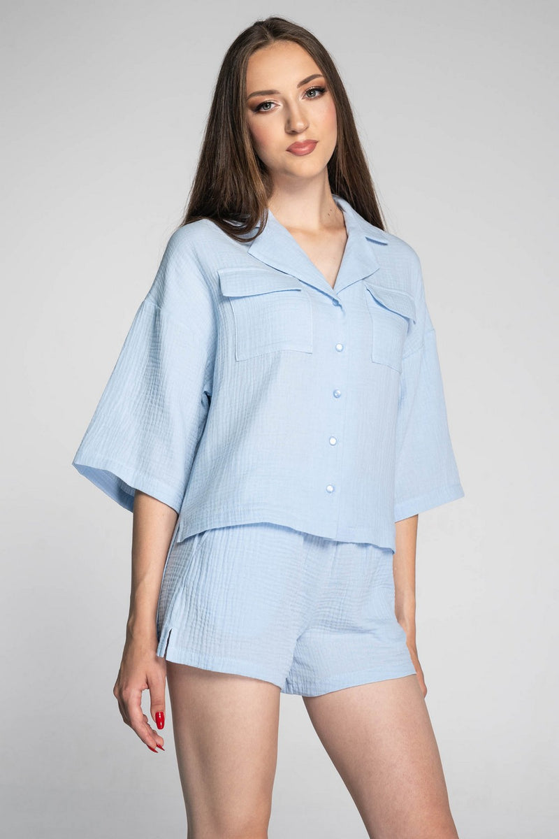 Пижамные шорты из хлопка 1203/1 light blue