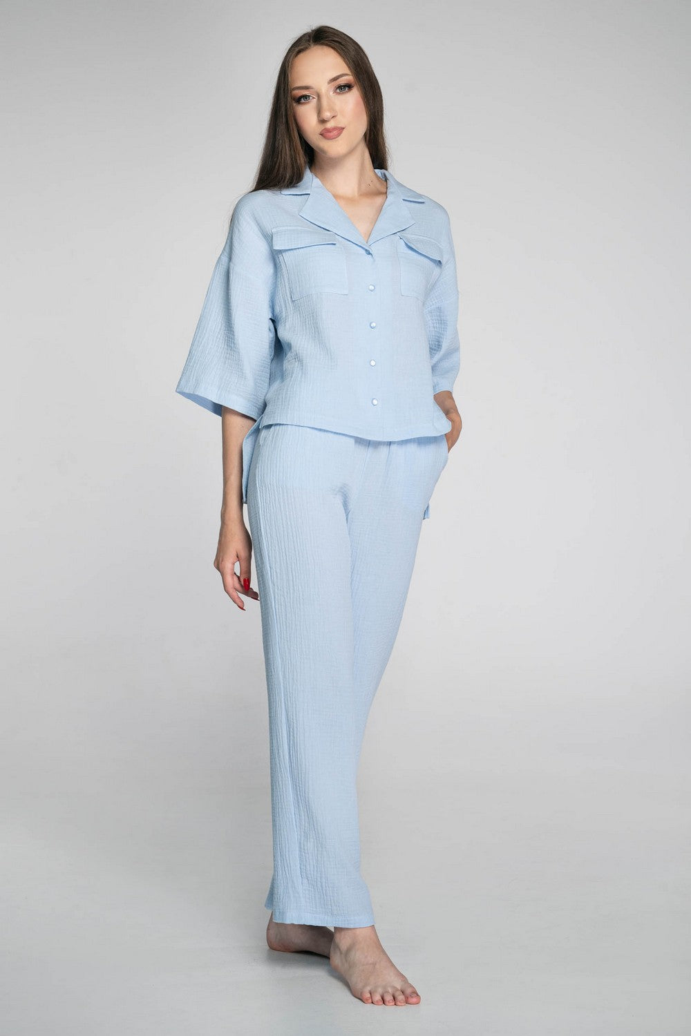 Муслиновый комплект для дома 1203 light blue