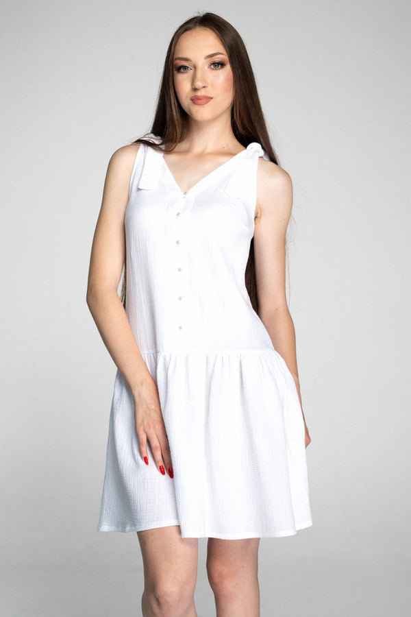 Хлопковое платье на пуговицах 1210 white