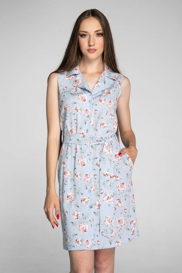 Льняное платье с цветочным принтом 1214