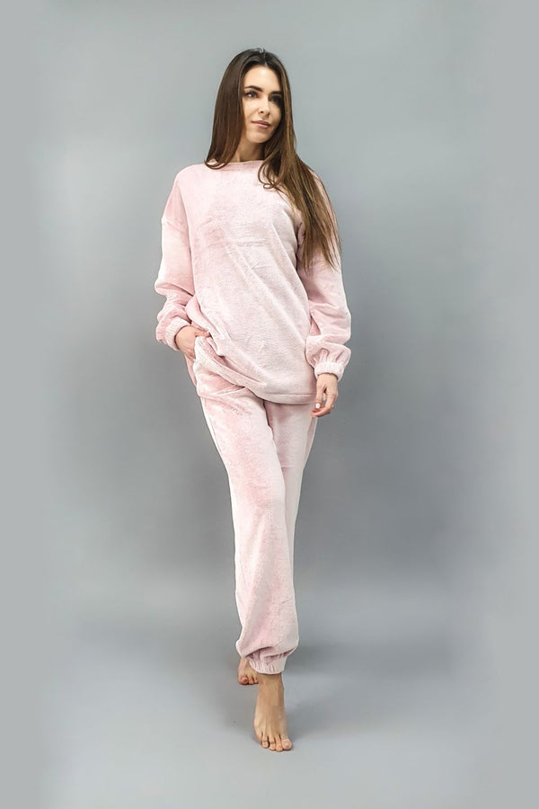 Флисовая пижама с брюками 1429 gray/coral