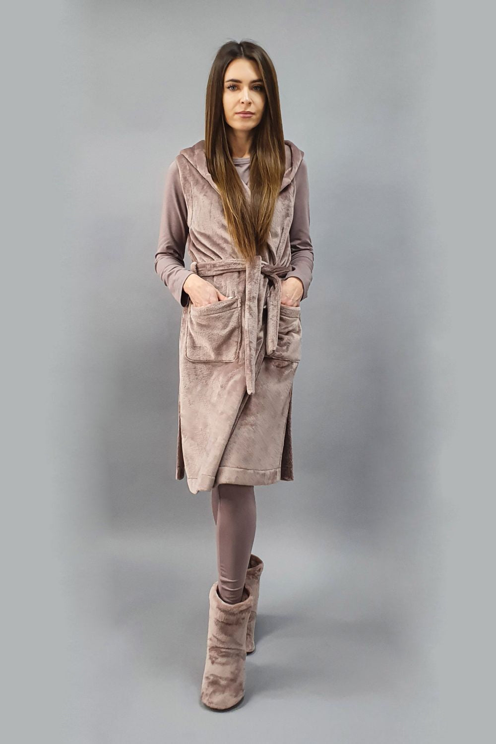 Флисовая жилетка с капюшоном 1430 cappuccino