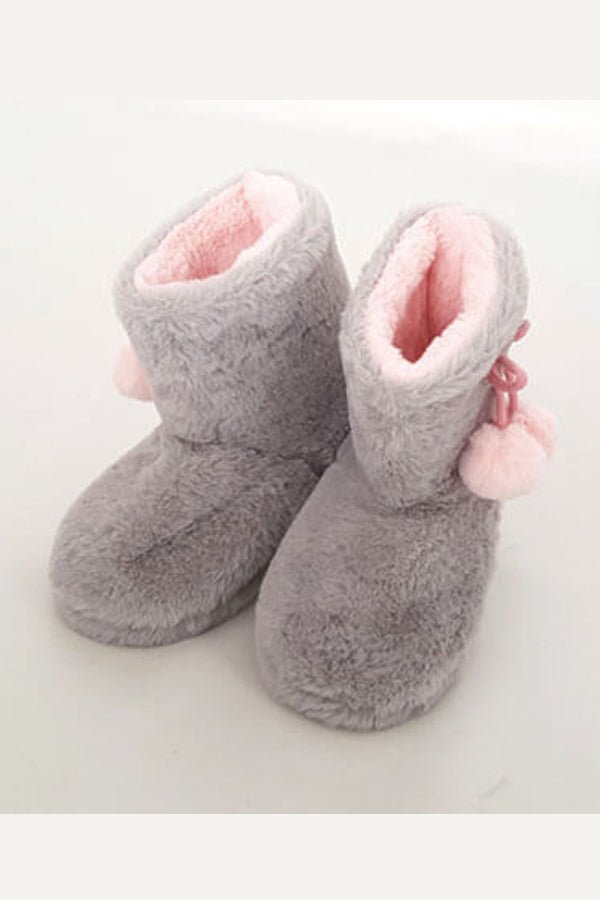 Домашние сапожки с помпонами 010 Ugg grey